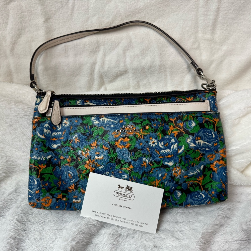 Coach Blue and Green Floral Clutch